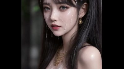 AI generated-25-Chinese dress (hanfu) queen on sitting on her throne covered with cum (gold)