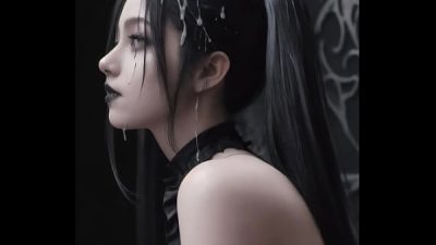 AI generated-30-Gothic Dress Girl covered with cum